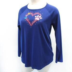 Quacker Factory Plus Blue Valentine's Day Paw Hearts Studs Shirt Top Tunic 1X